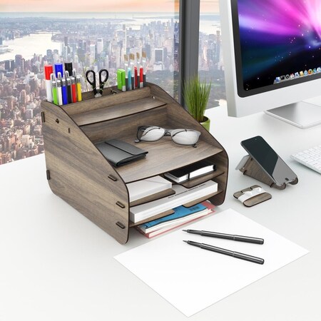 Buena Voluntad Marcus Desk Organizer - Medium - Walnut BU3523397